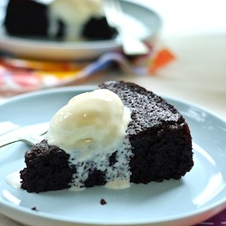 Nigella Lawson's Chocolate Olive Oil Cake is also perfect with lactose-free gelato (Photo credit: foodgawker.com).